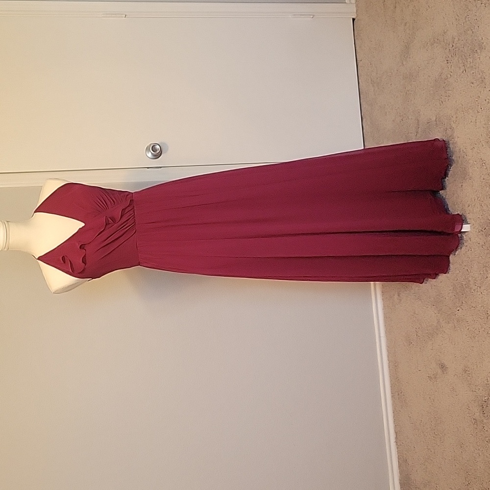 Elegant Ruby Jenny Loo Halter Neck Maxi Dress, Size 2